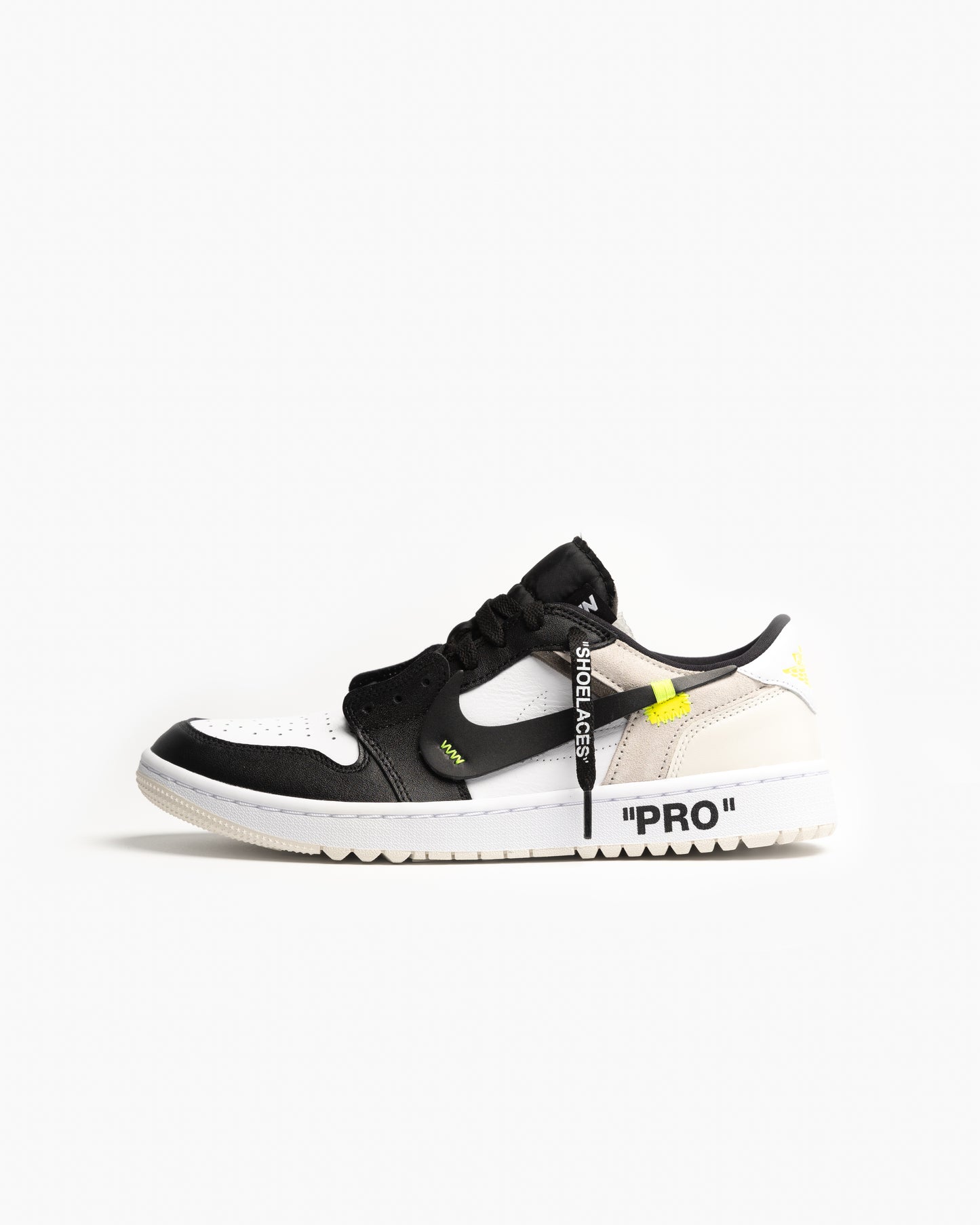 'OFF-WHITE' Air Jordan 1 Low Golf - Black White and Volt